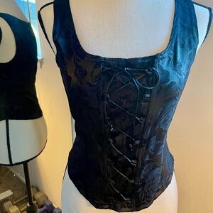 Joan & Lucy Black Lace-Up Corset Top